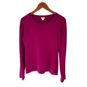 J.Crew Womens Bright Pink Merino Wool Crewneck Long Sleeve Sweater Size S
